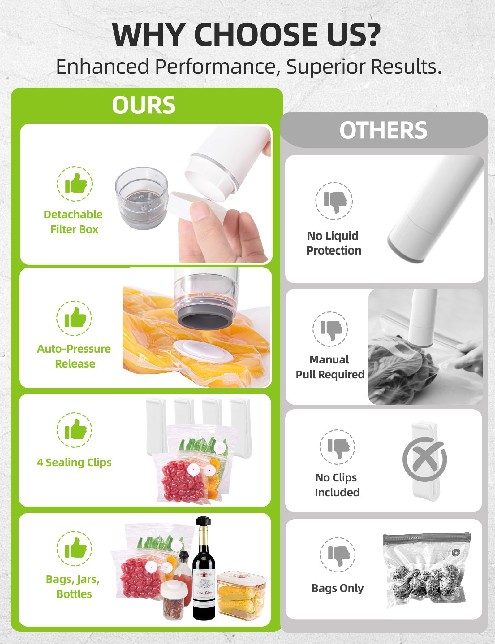 Patchelp Vacuum Sealer Auto-Release Function, smooth, hands-free sealing experience.