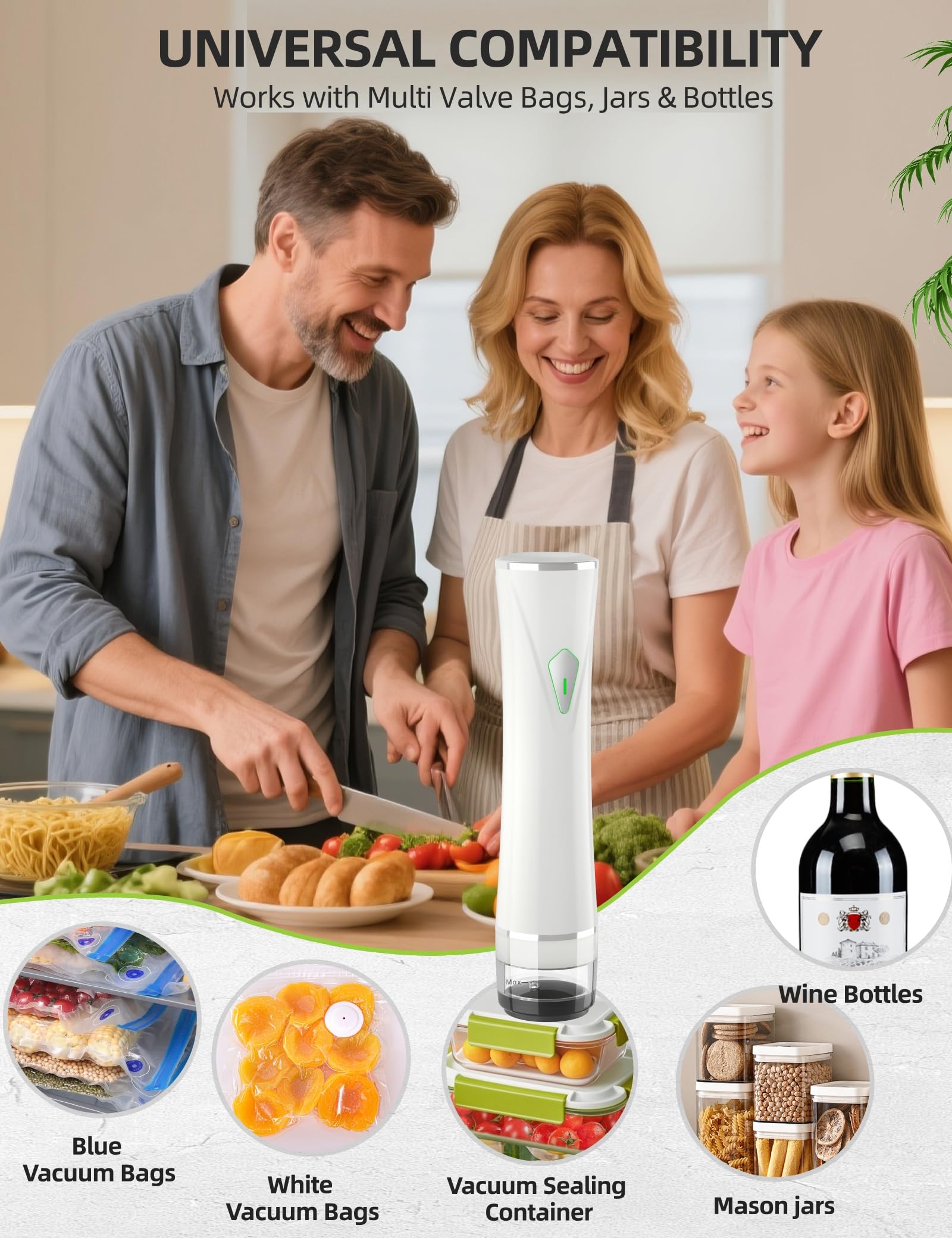 Patchelp Vacuum Sealer Compact Kitchen Use, auto-shutoff for safe sealing.