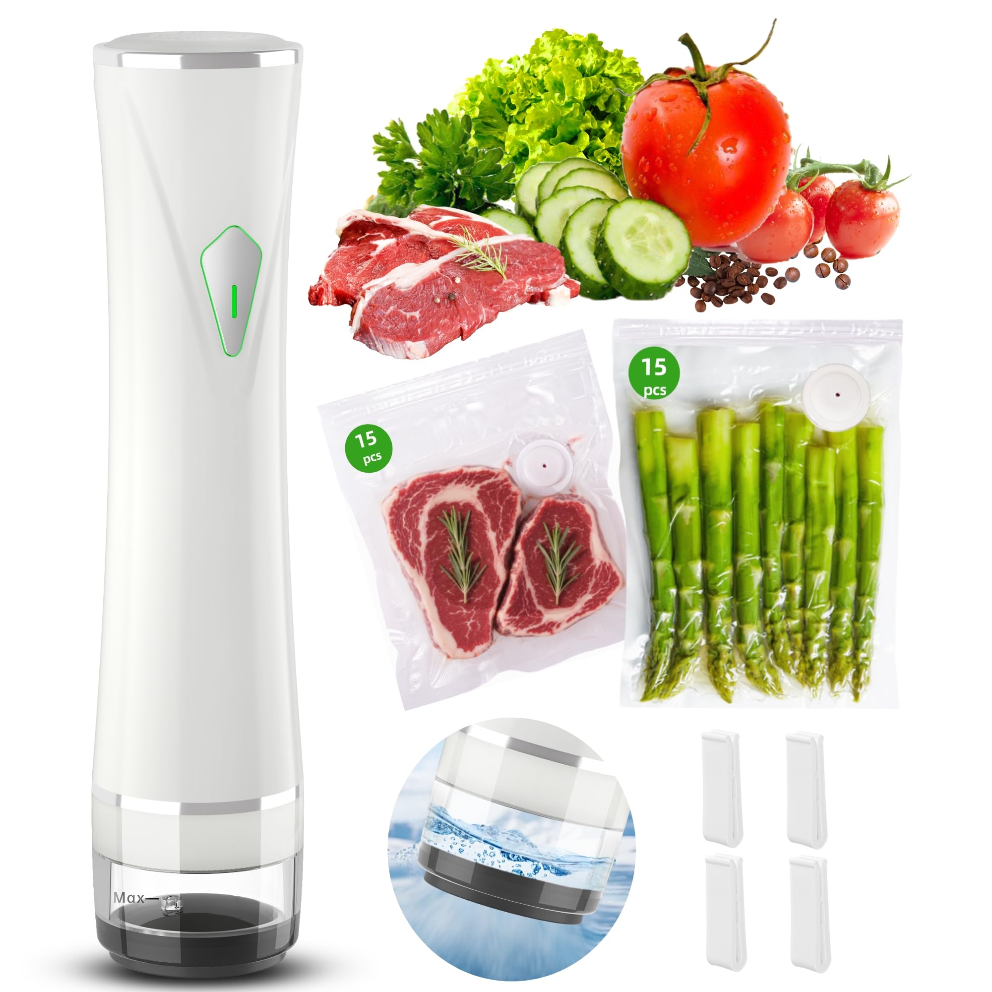 Patchelp Vacuum Sealer Set front view, compact design for easy kitchen use.