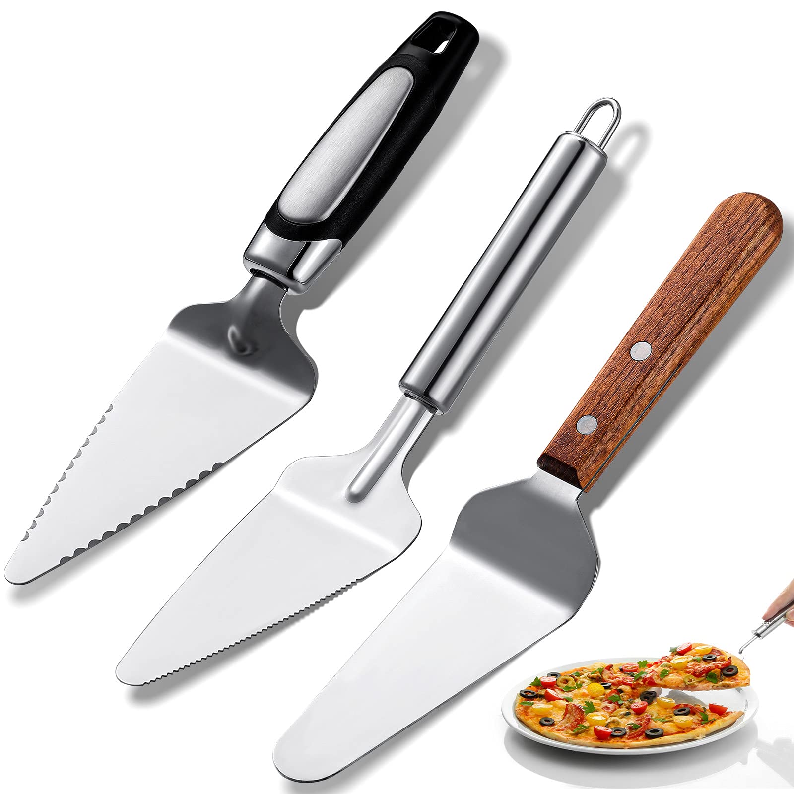 Patelai 3pc pie server set with wooden handle ready to slice and serve desserts.