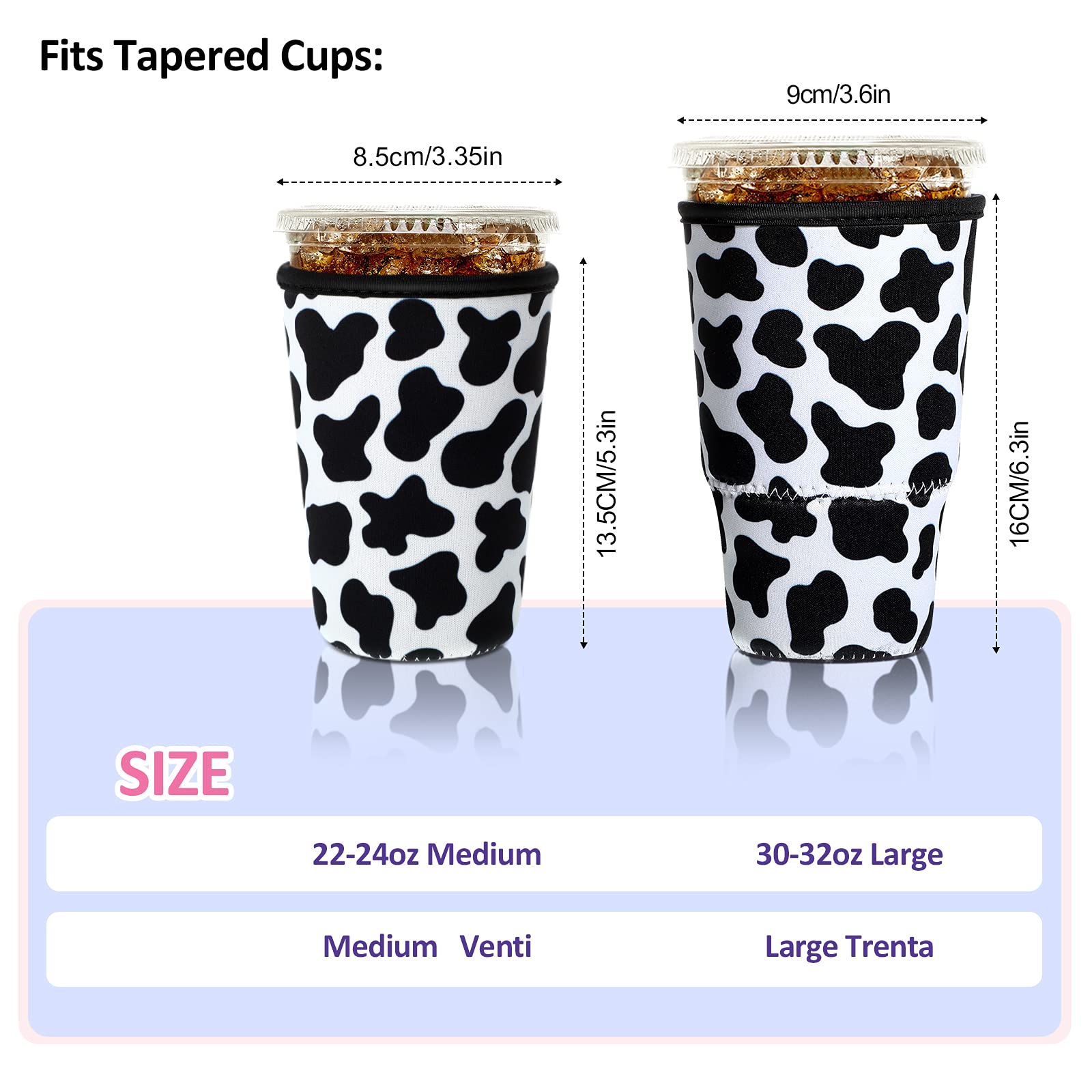 Patelai 4-pack iced coffee sleeves with animal-print pattern 3, reusable and washable