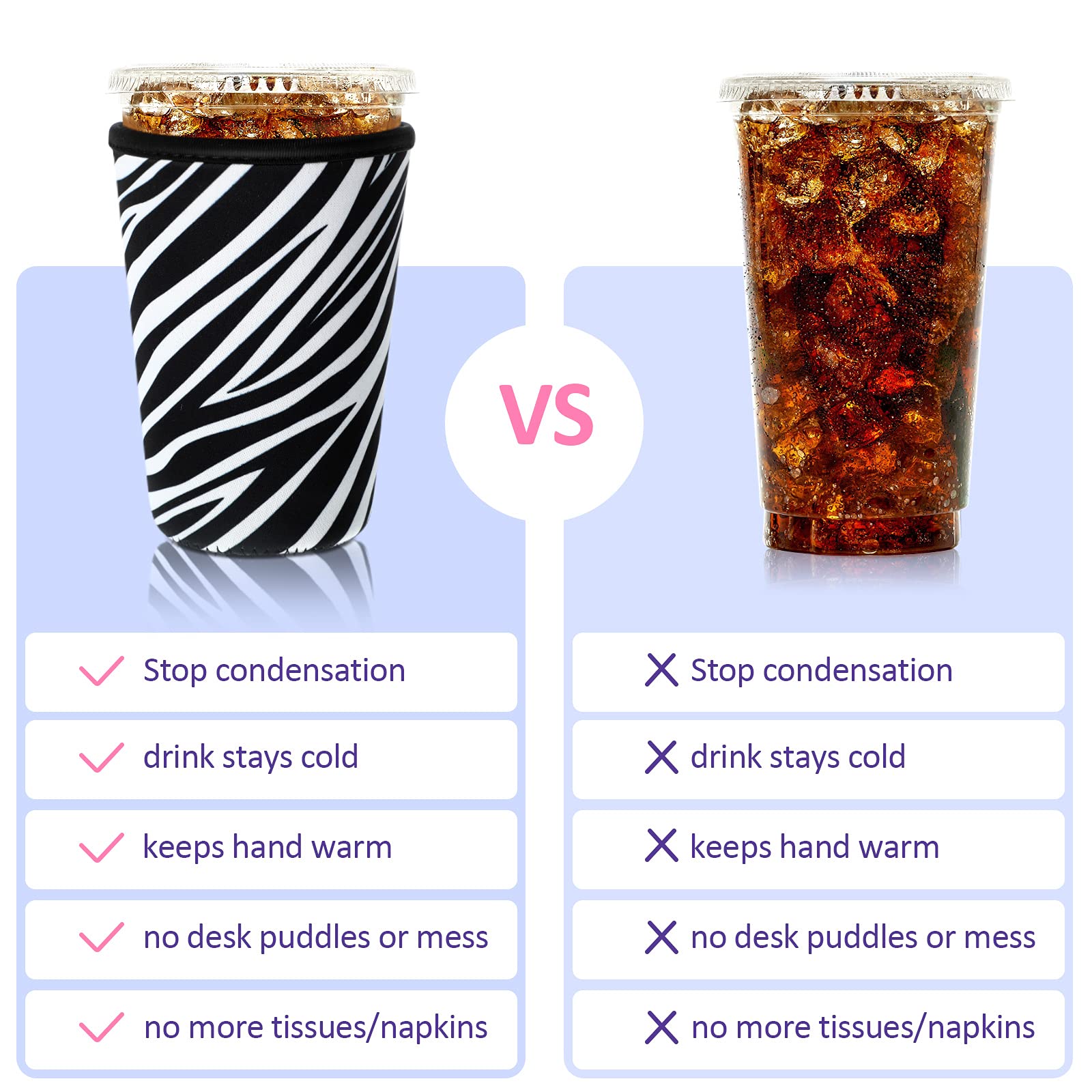 Patelai 4-pack iced coffee sleeves with animal-print pattern 5, great for picnics and outings