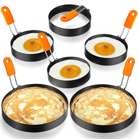 Patelai 6-piece egg ring set with stainless steel rings for versatile breakfast molds.