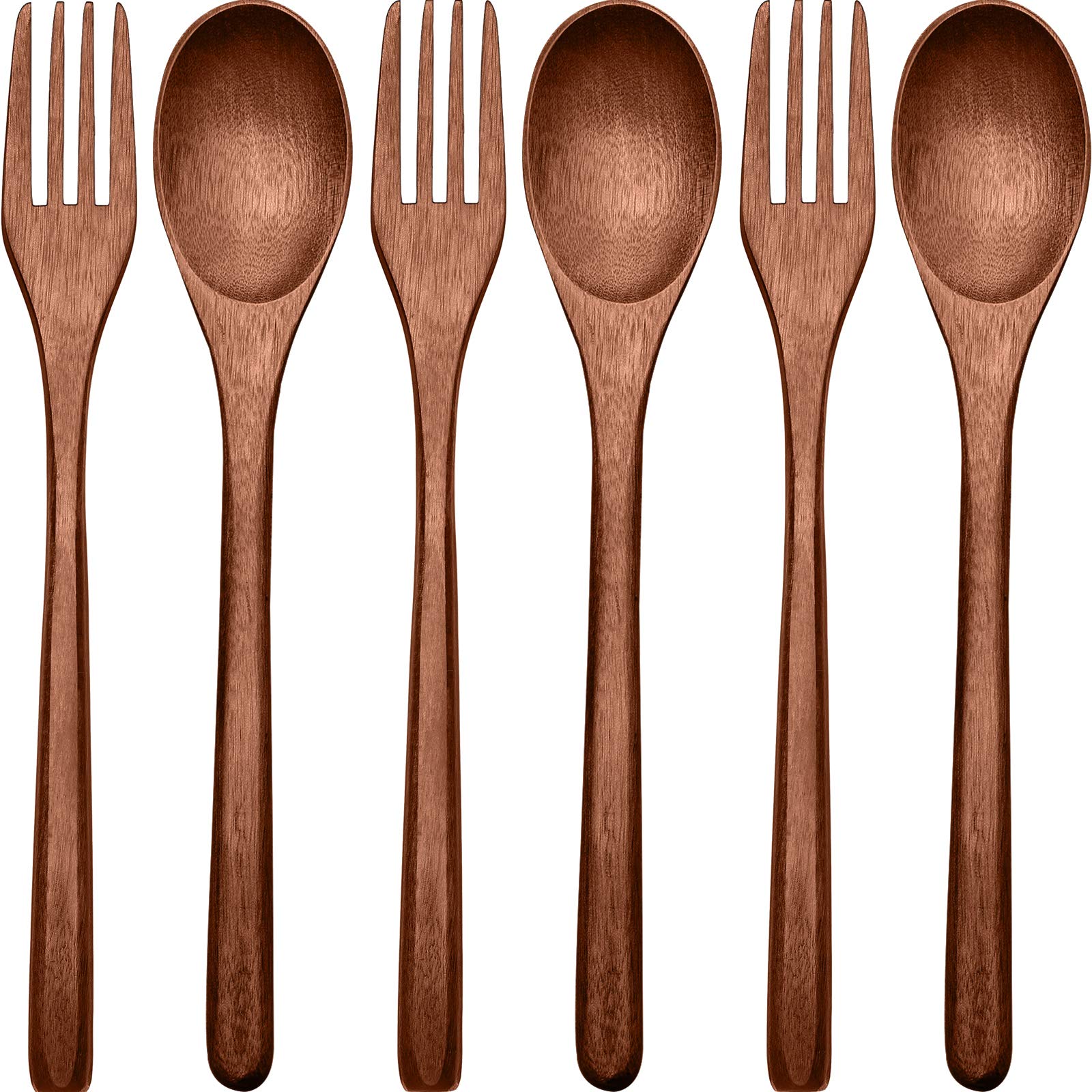 Patelai 6-piece wooden spoons and forks set for durable daily dining.