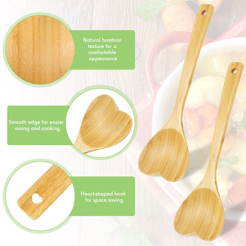 Patelai bamboo spoon in kitchen use emphasizes temperature resistance and versatility.