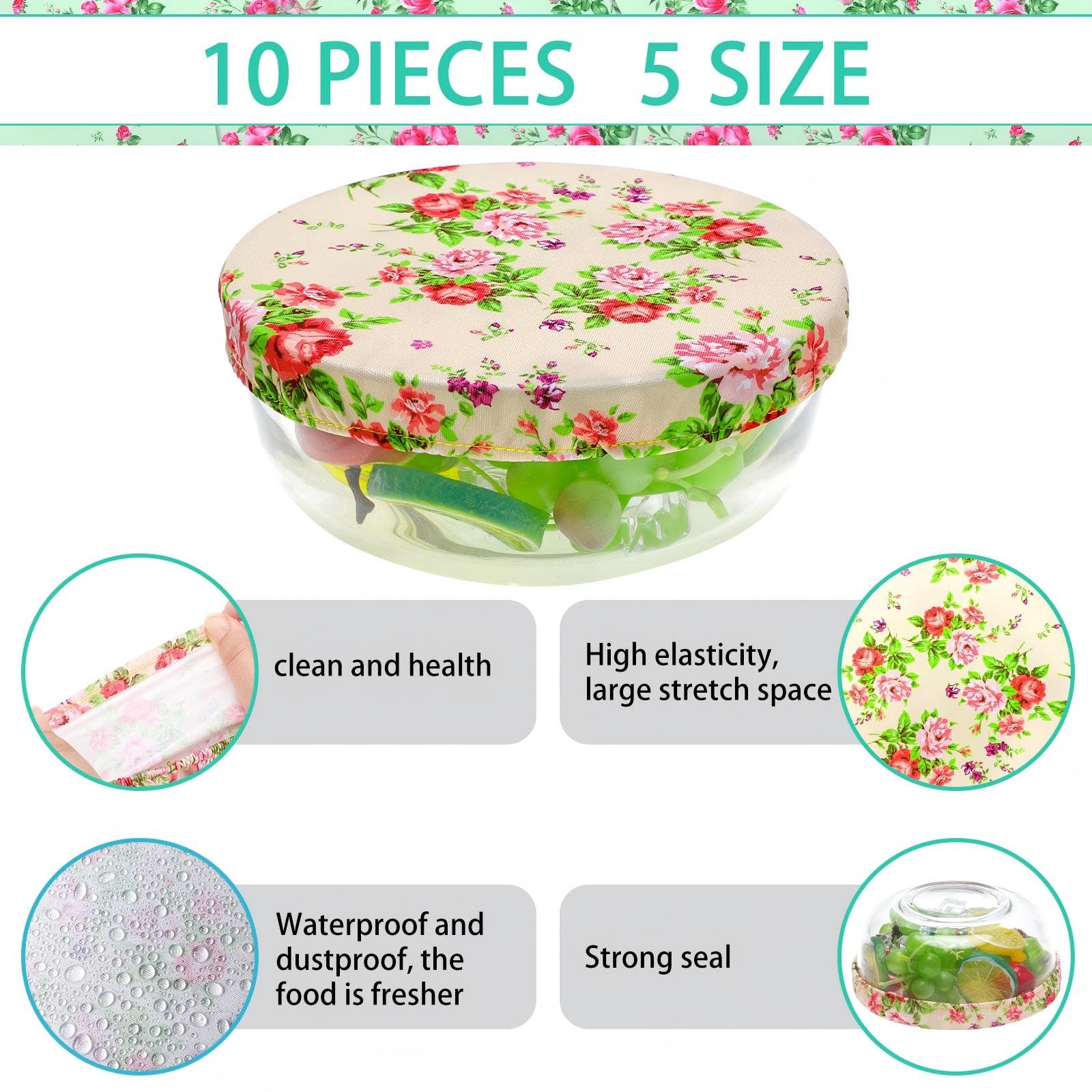 Patelai bowl covers floral pattern reusable lids for bread proofing