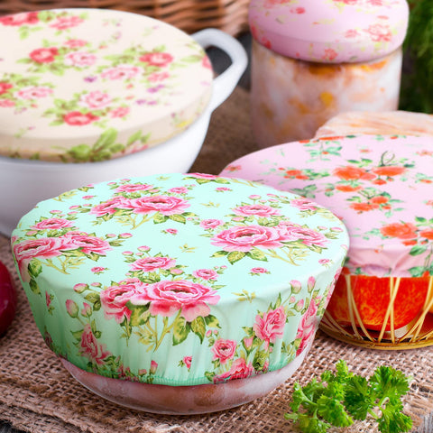 Patelai bowl covers green pattern create an airtight seal for meals