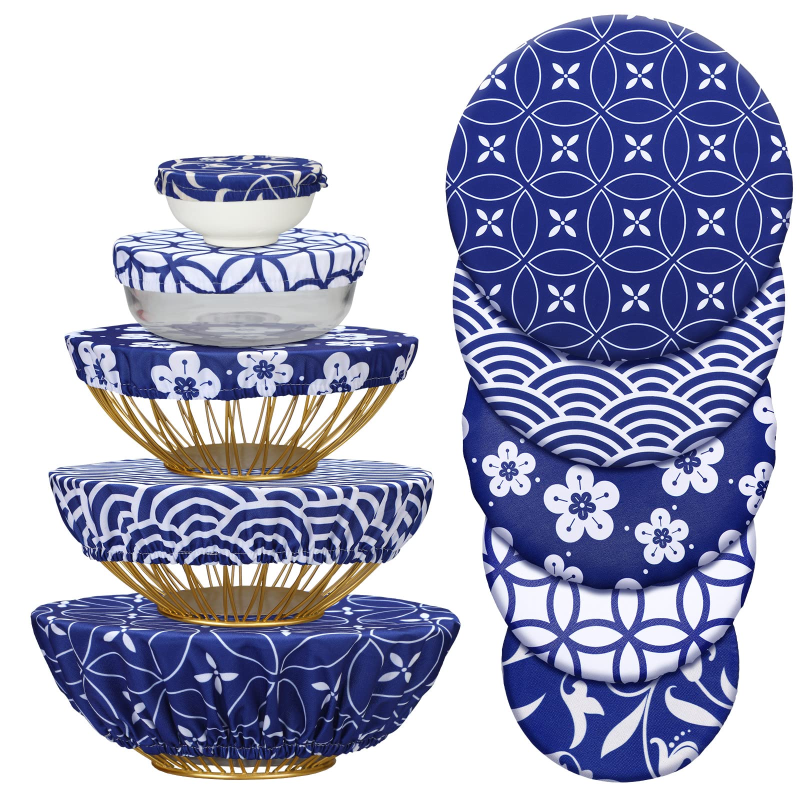 Patelai 10-piece bowl covers set with colorful patterns for versatile storage