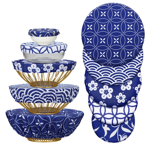 Patelai 10-piece bowl covers set with colorful patterns for versatile storage