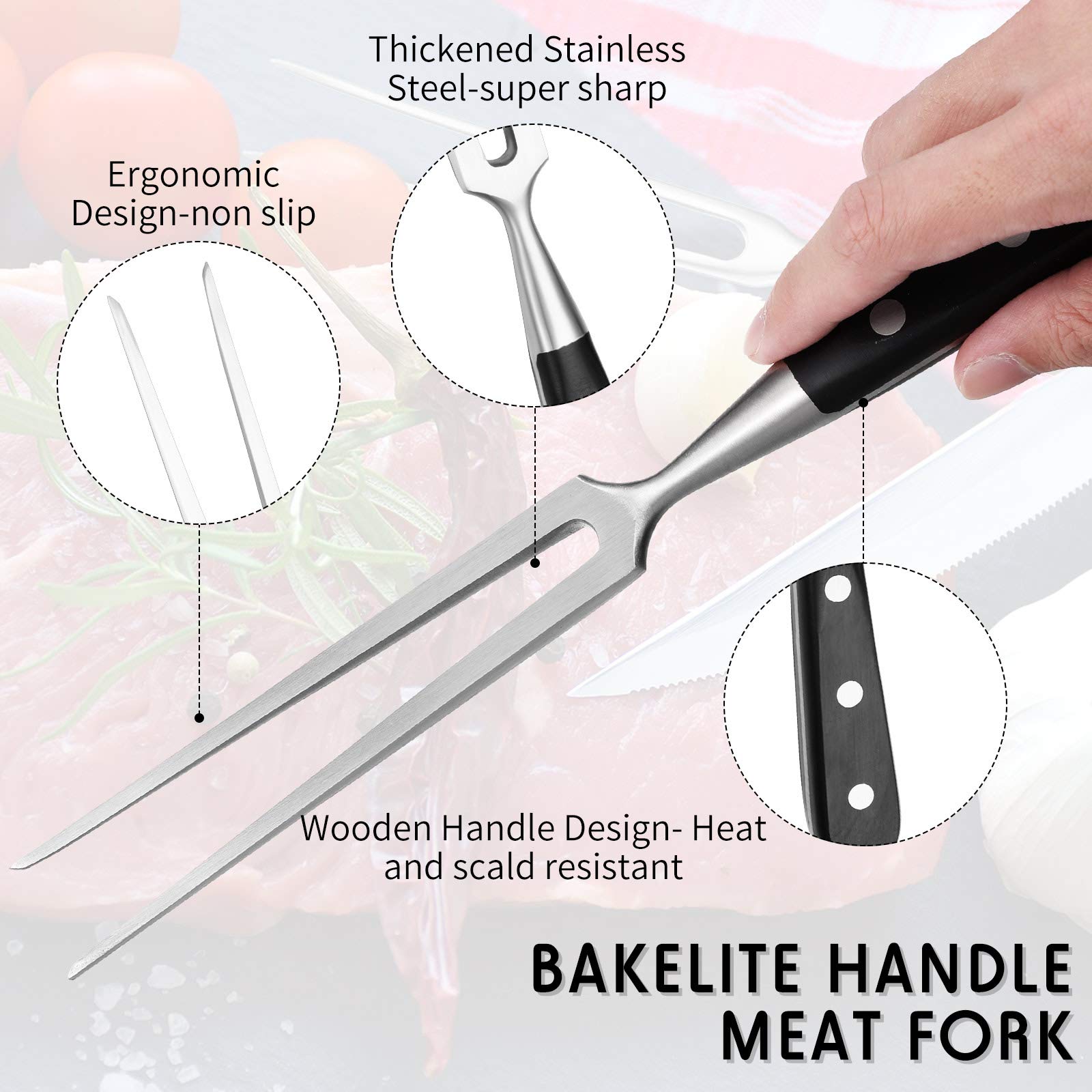 Patelai carving forks head detail shows sturdy stainless steel