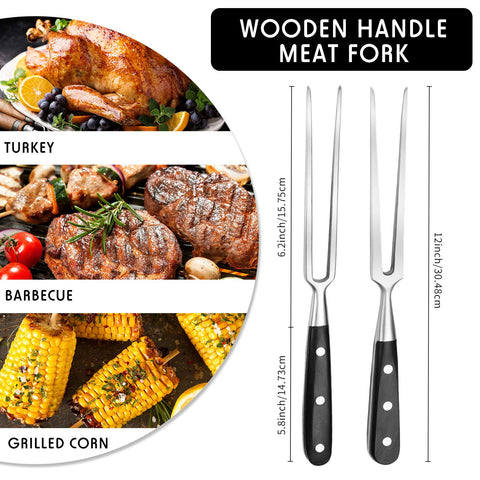 Patelai carving forks 12inch with wood handle provide durable grip