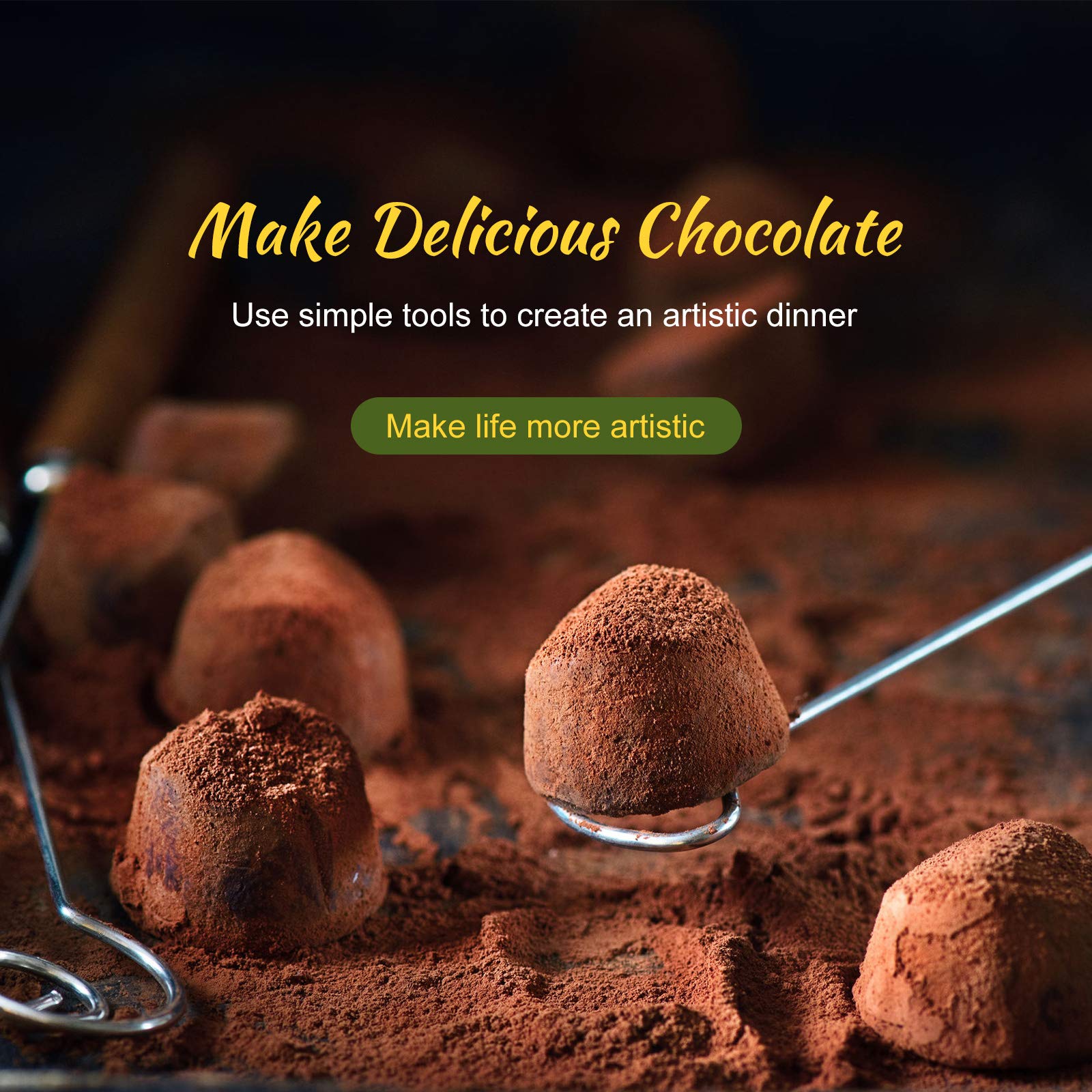 Patelai chocolate dipping tools with varied shapes to coat treats evenly