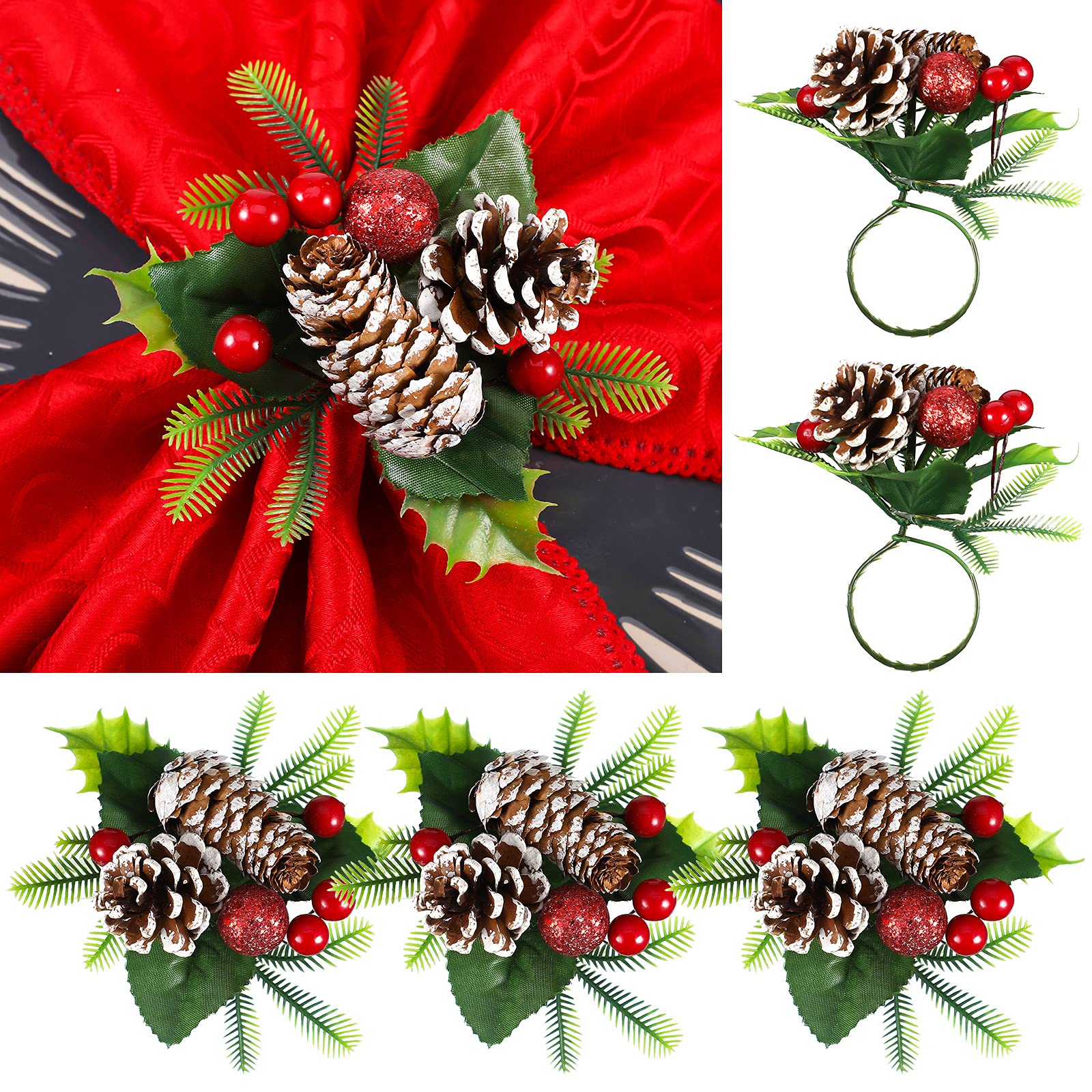 Patelai Christmas napkin ring Pinecone 6-pack for festive table decor