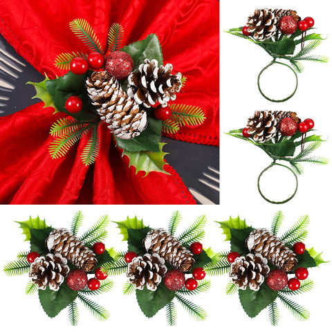 Patelai Christmas napkin ring Pinecone 6-pack for festive table decor