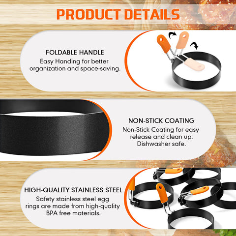 Patelai egg ring with orange handle offers a safe grip while cooking