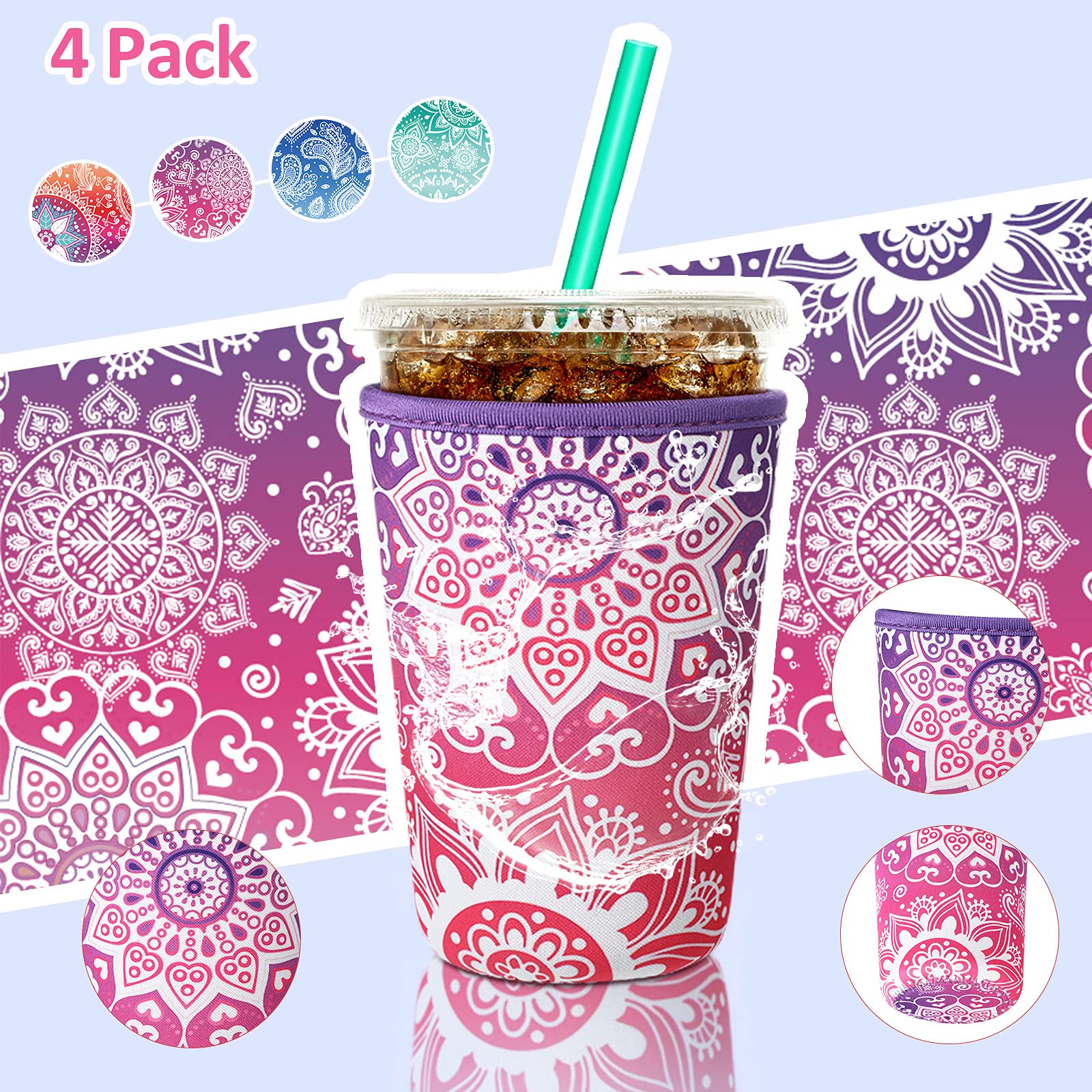 Patelai sleeve beside a tumbler highlighting reusable alternative to disposable sleeves.