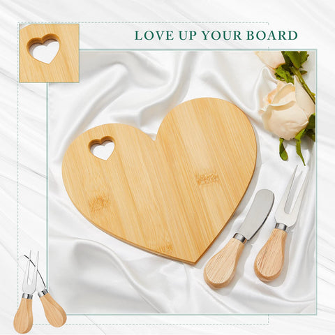 Patelai heart cheese board displays the thank you tag for guest gifts