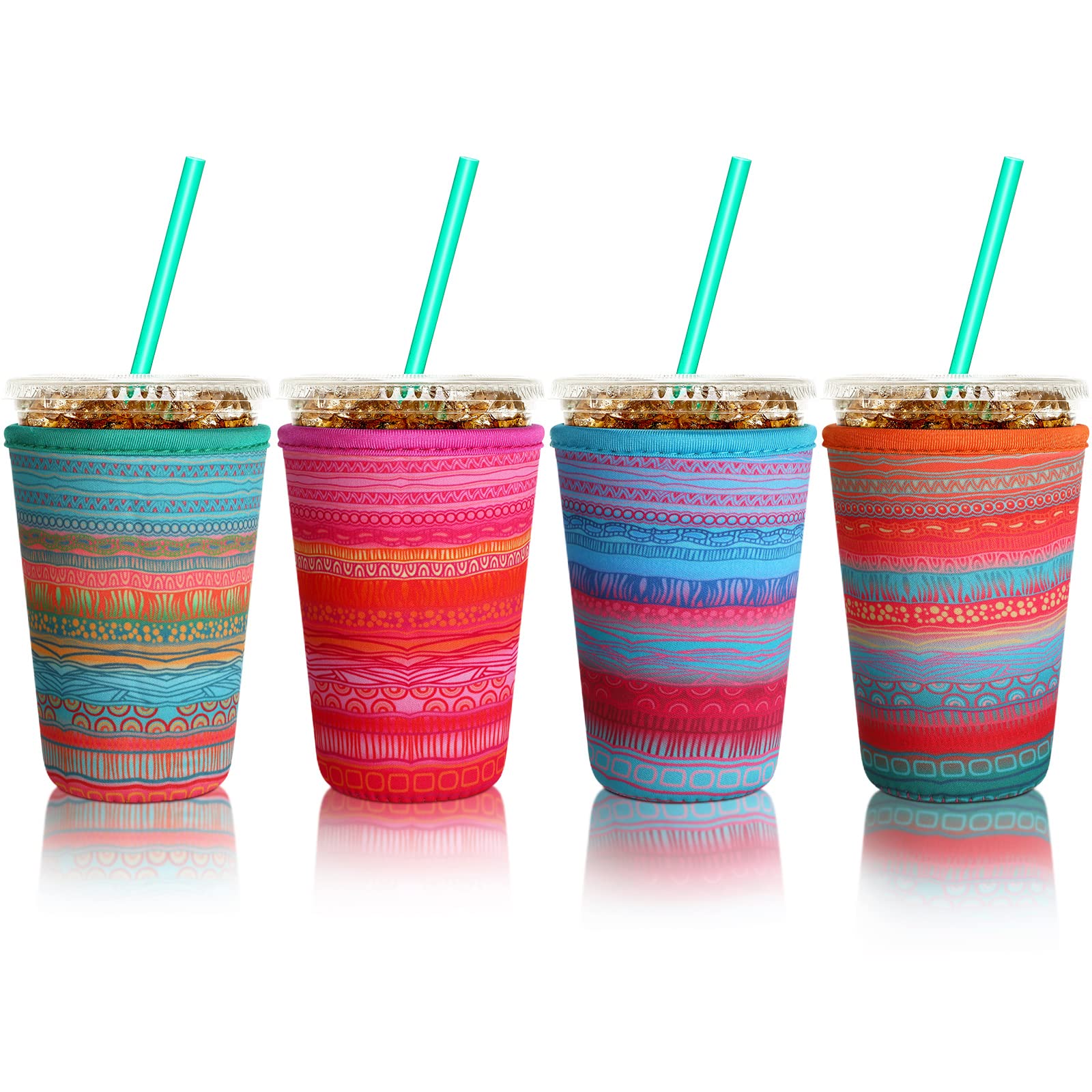 Patelai ice coffee sleeve with African grain pattern offers durable insulation for cold drinks