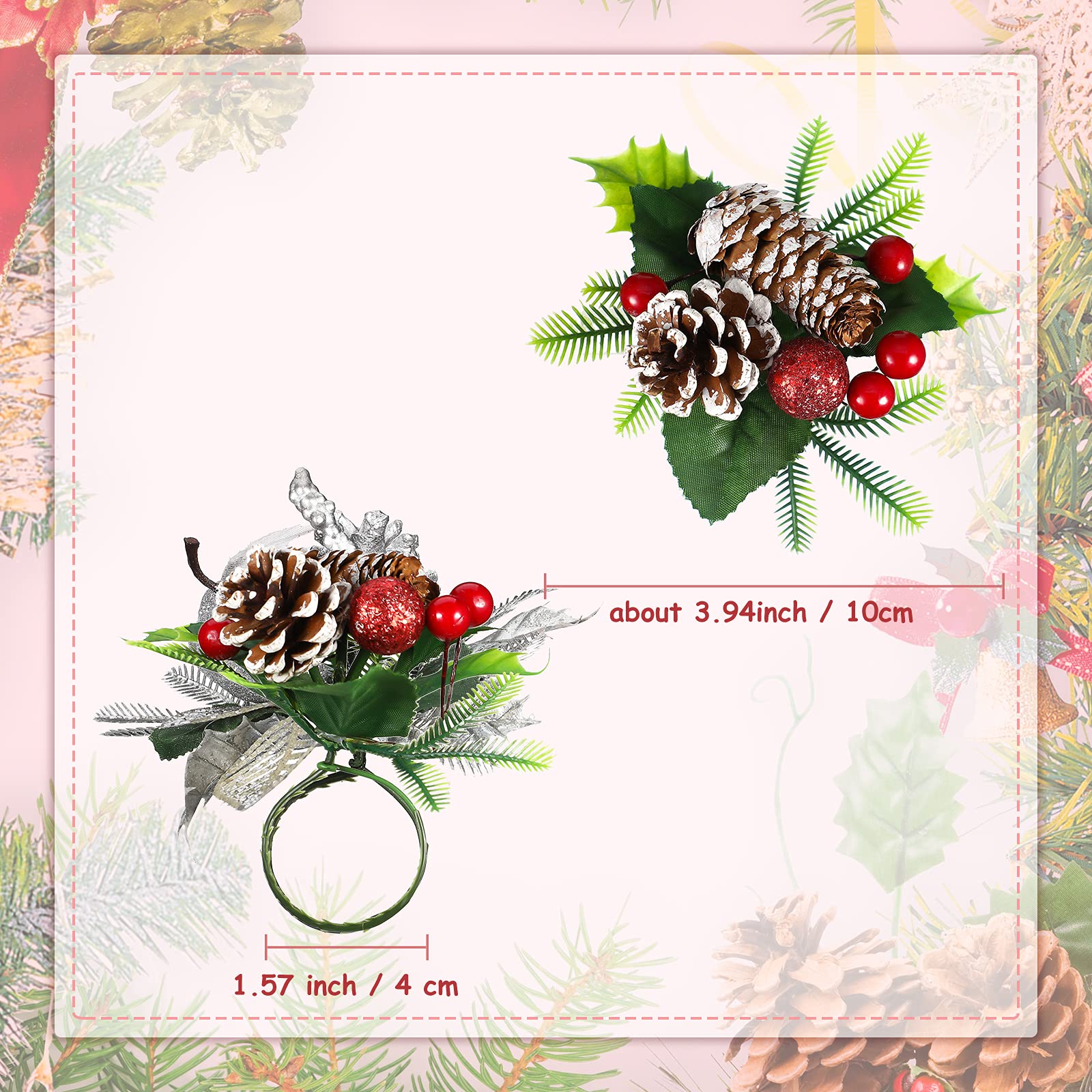 Patelai napkin ring pinecones and red berries elevate bouquets and accents