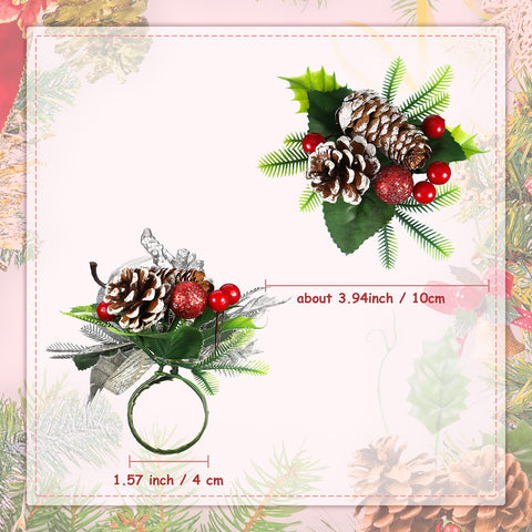 Patelai napkin ring pinecones and red berries elevate bouquets and accents