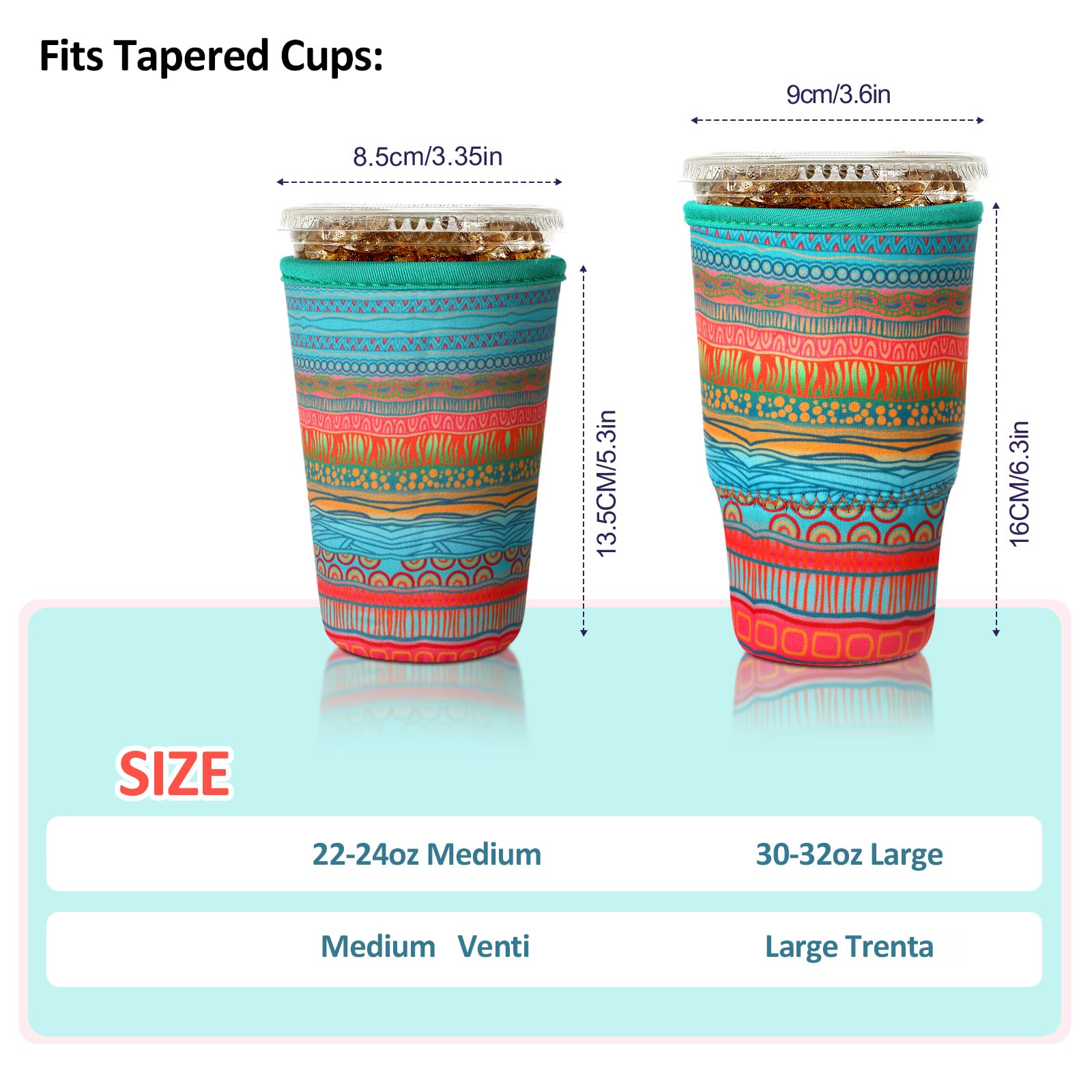 Patelai neoprene sleeve with stretch fit works for a variety of cup sizes