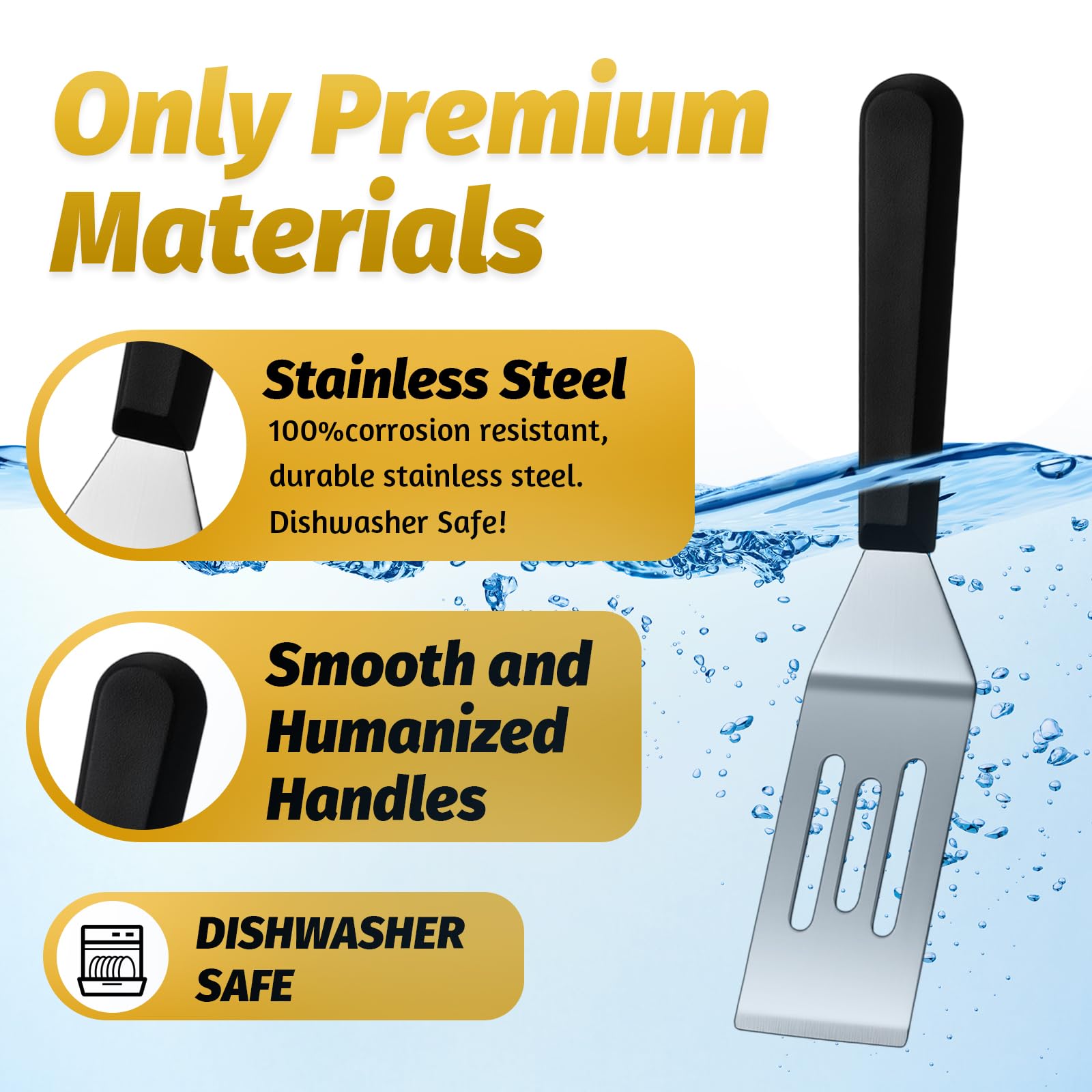 Patelai one-piece spatula design prevents grease buildup