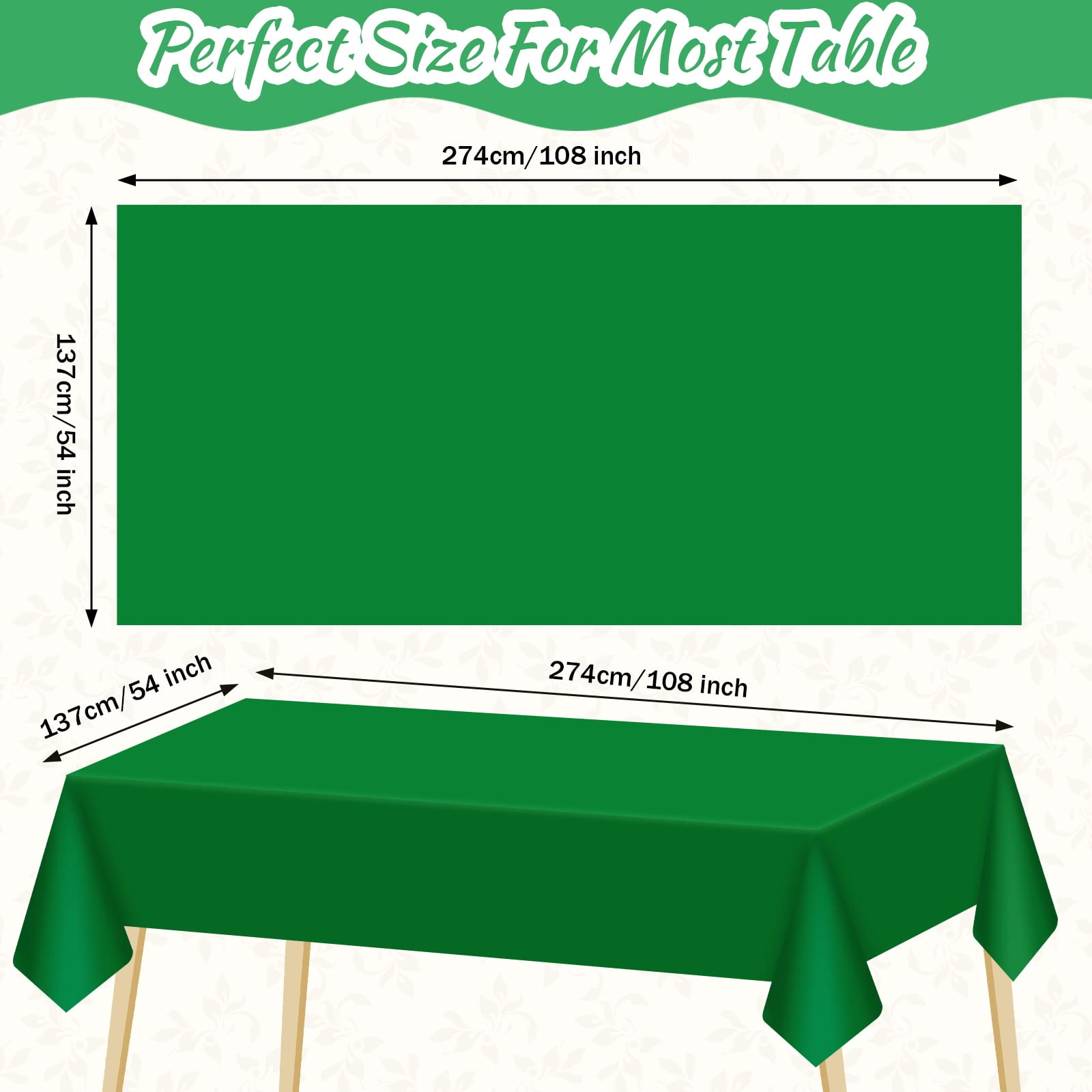 Patelai 54x108 inch rectangle tablecloth ideal for parties.
