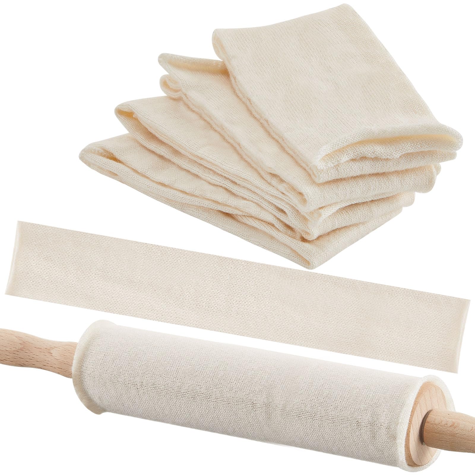Patelai rolling pin covers pack of four in white cotton for easier dough prep