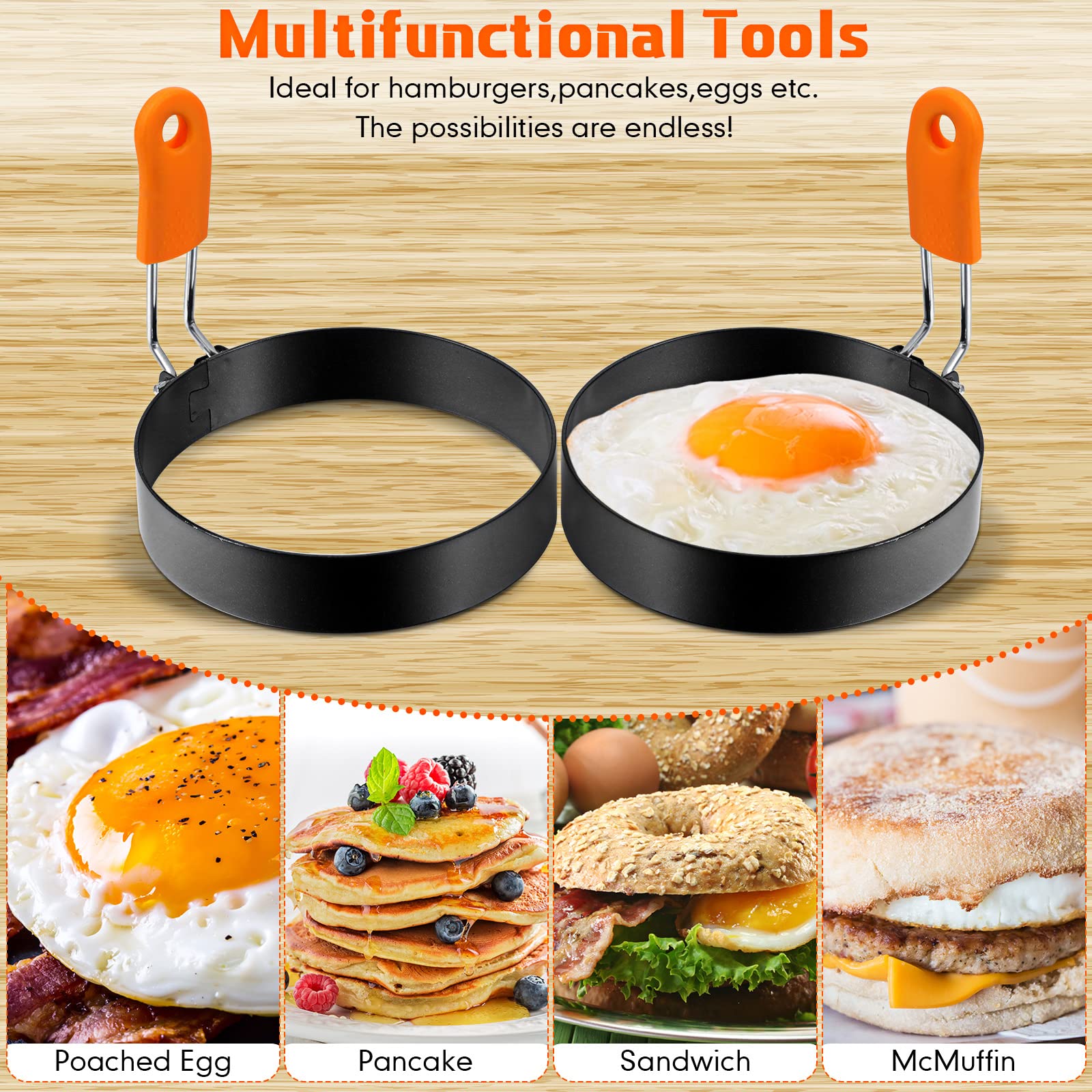 Patelai stainless steel egg ring with nonstick coating for easy release