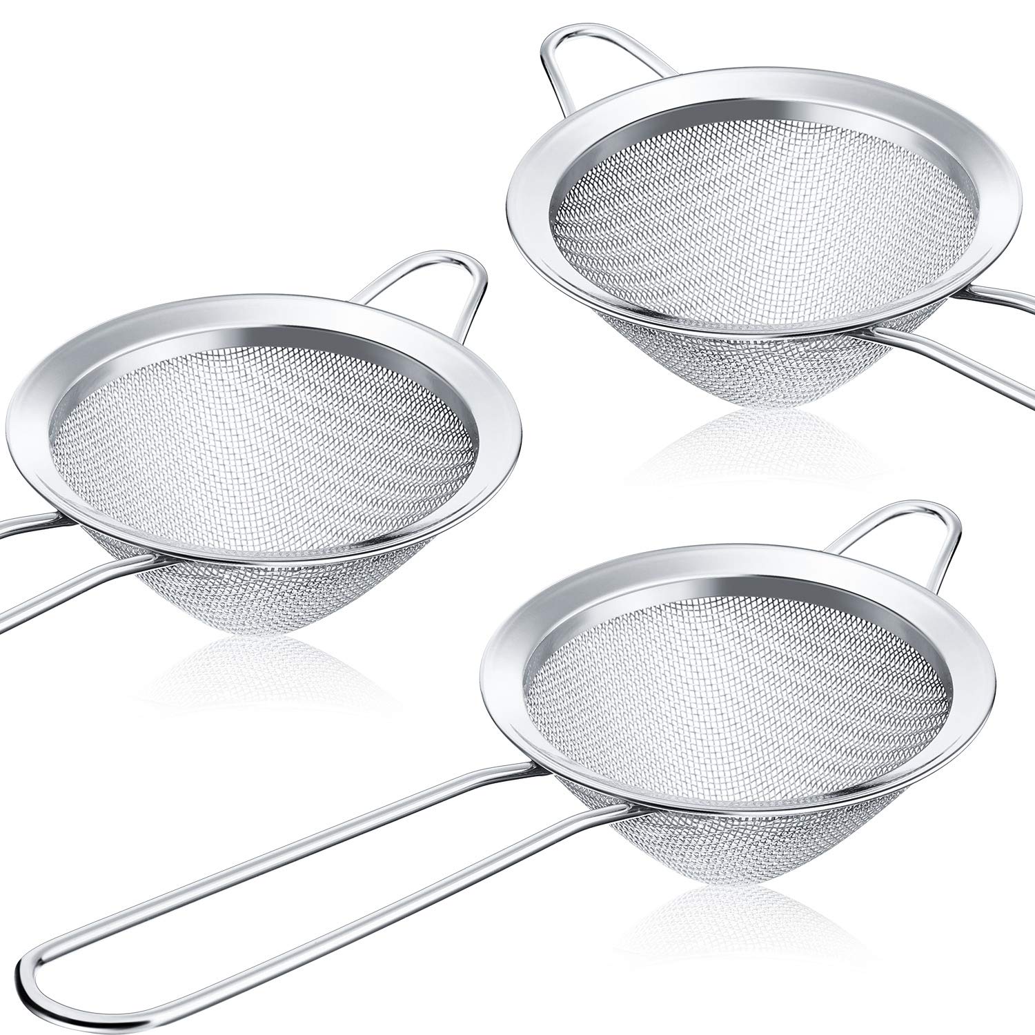 Patelai three-piece tea strainers with conical mesh for clean, pulp-free infusions.