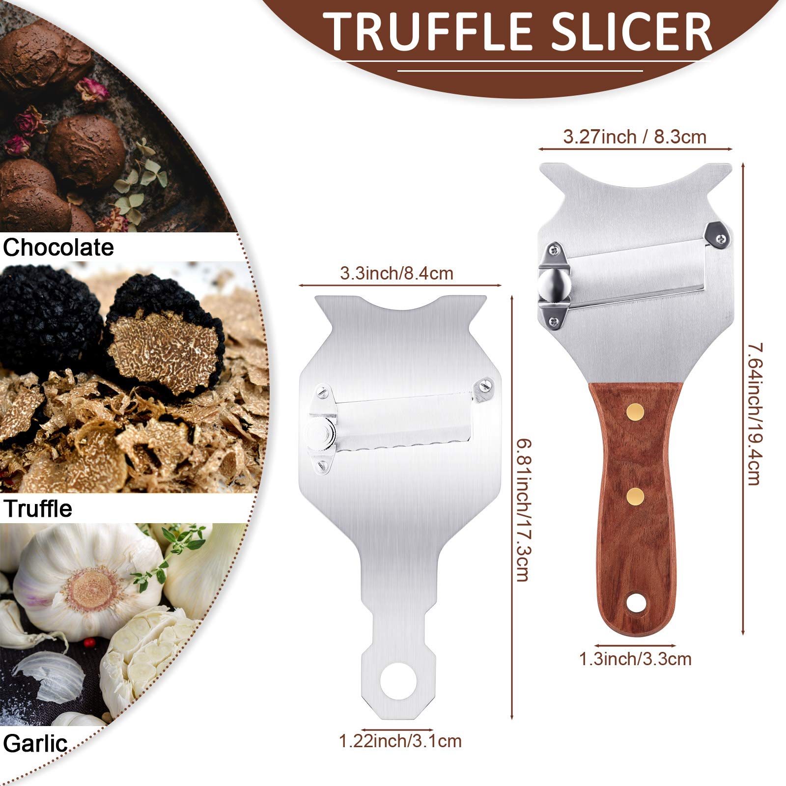 Patelai truffle shaver with stainless steel handle for smooth ribbons.