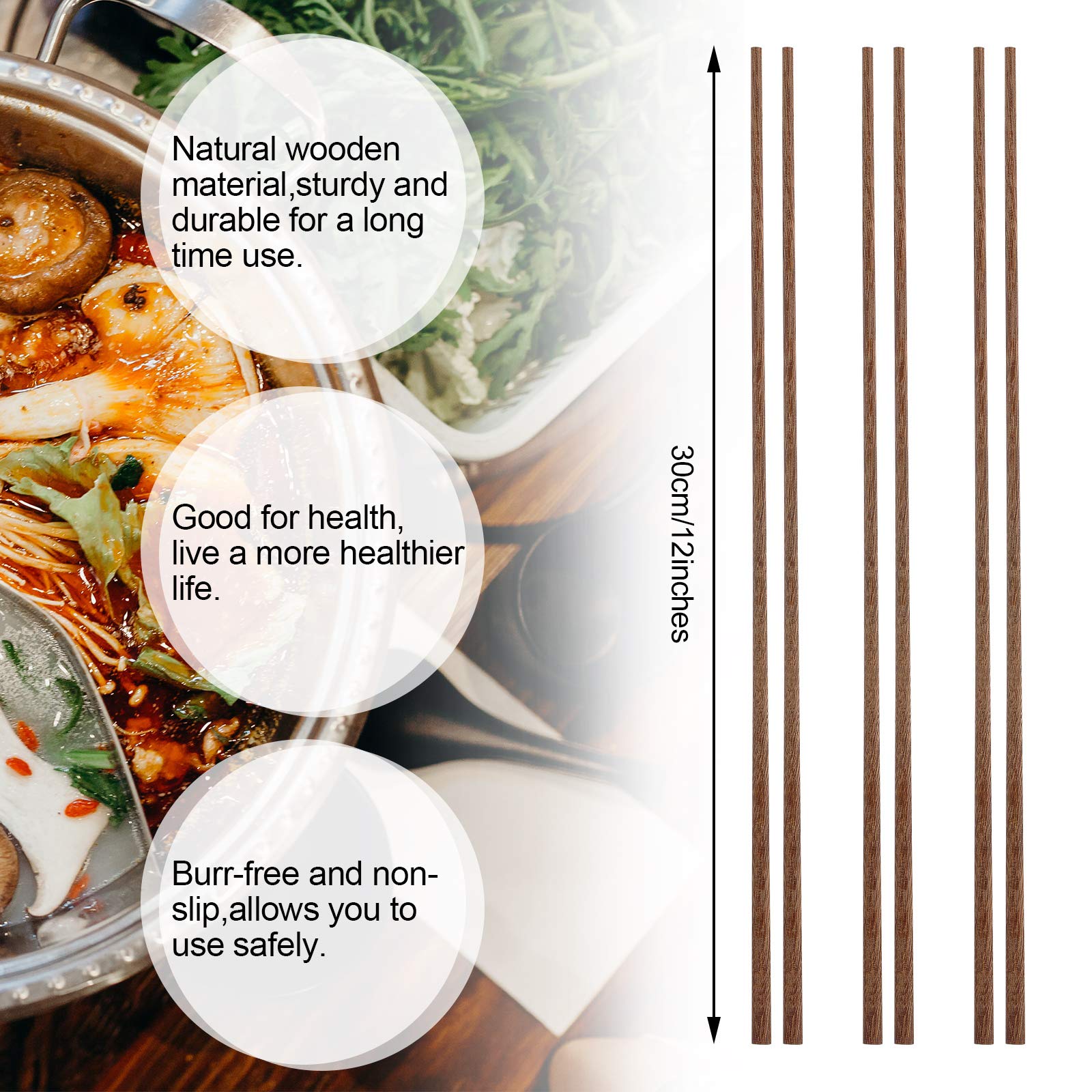 Patelai ten-pair package of long wooden chopsticks for daily cooking.