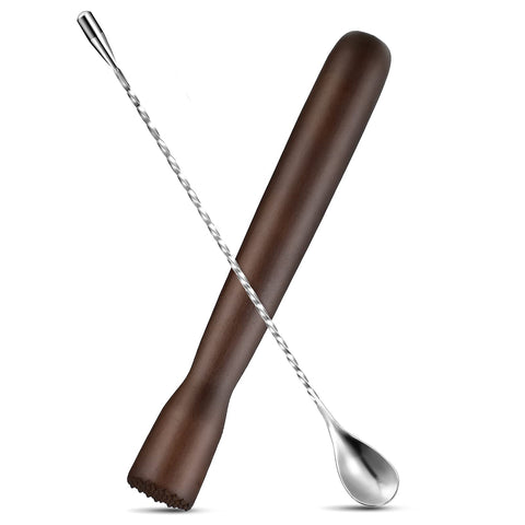 Patelai wooden muddler in beech wood for muddling fruits.