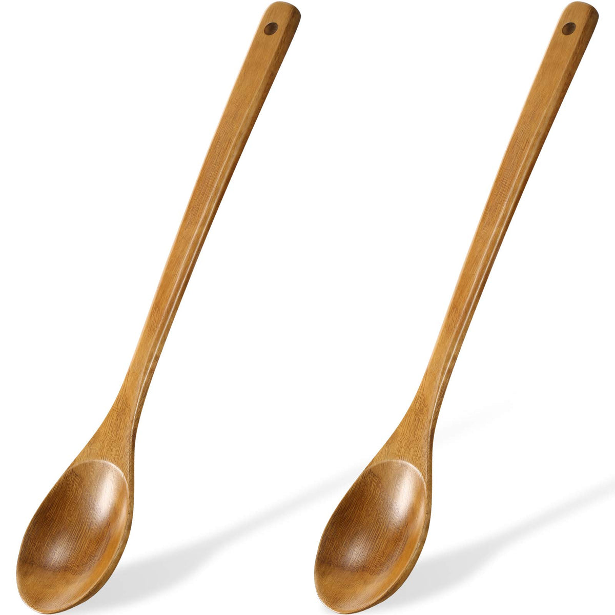 Patelai wooden spoon with a long 16.5 inch handle, protects non-stick pans during stirring.