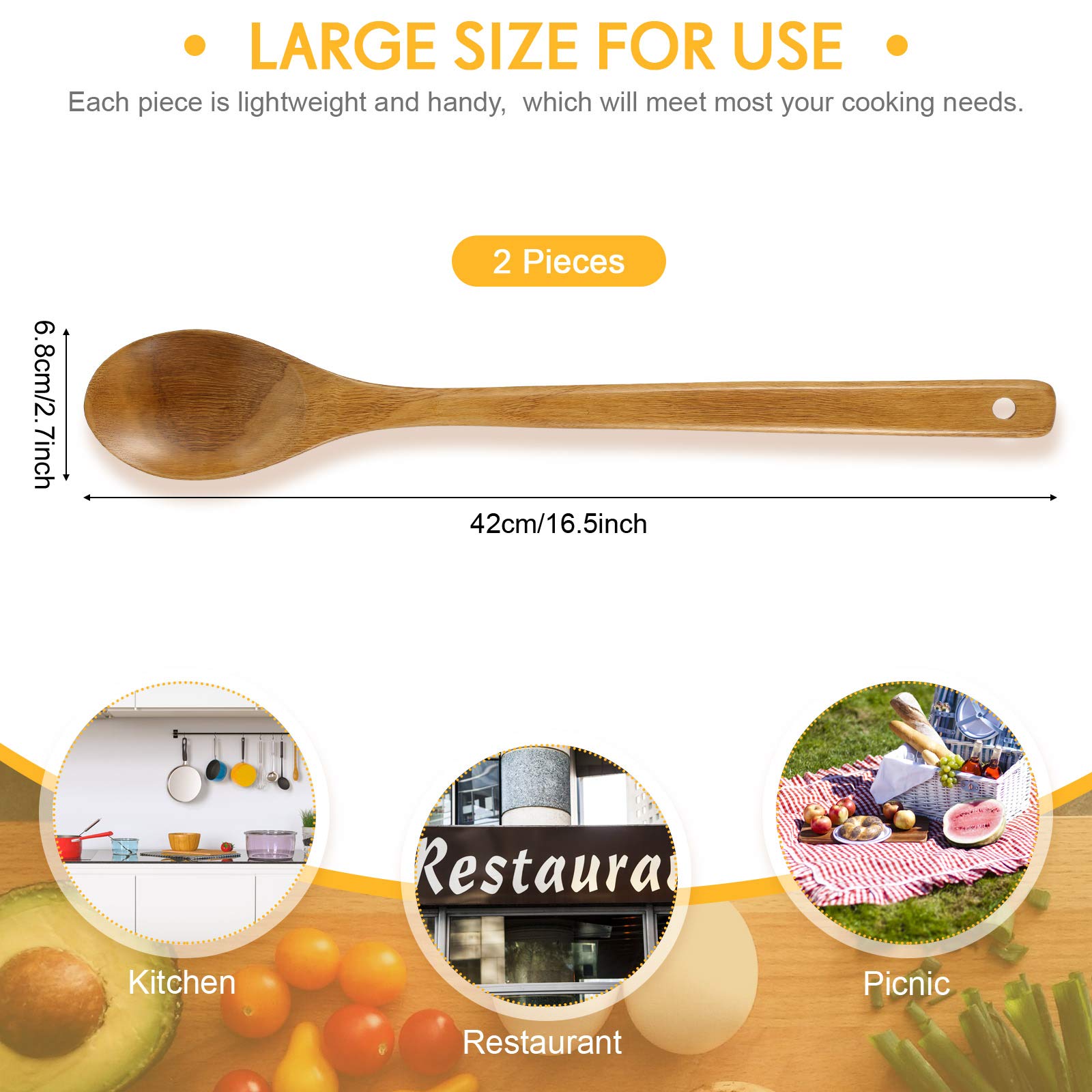 Patelai wooden spoon with rounded ergonomic handle for comfortable grip.