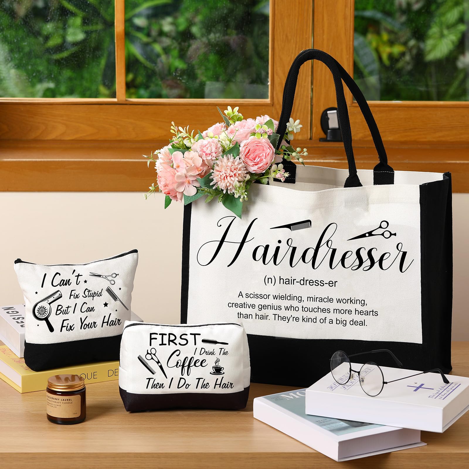 Paterr hairdresser print design on bag enhances style while remaining durable