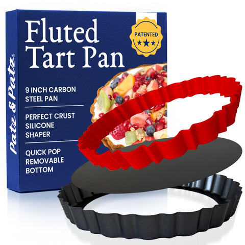 Patz&Patz fluted tart pan 9-inch with removable bottom ready for clean release