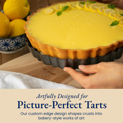 Patz&Patz carbon steel nonstick tart pan evenly heats up to 450F