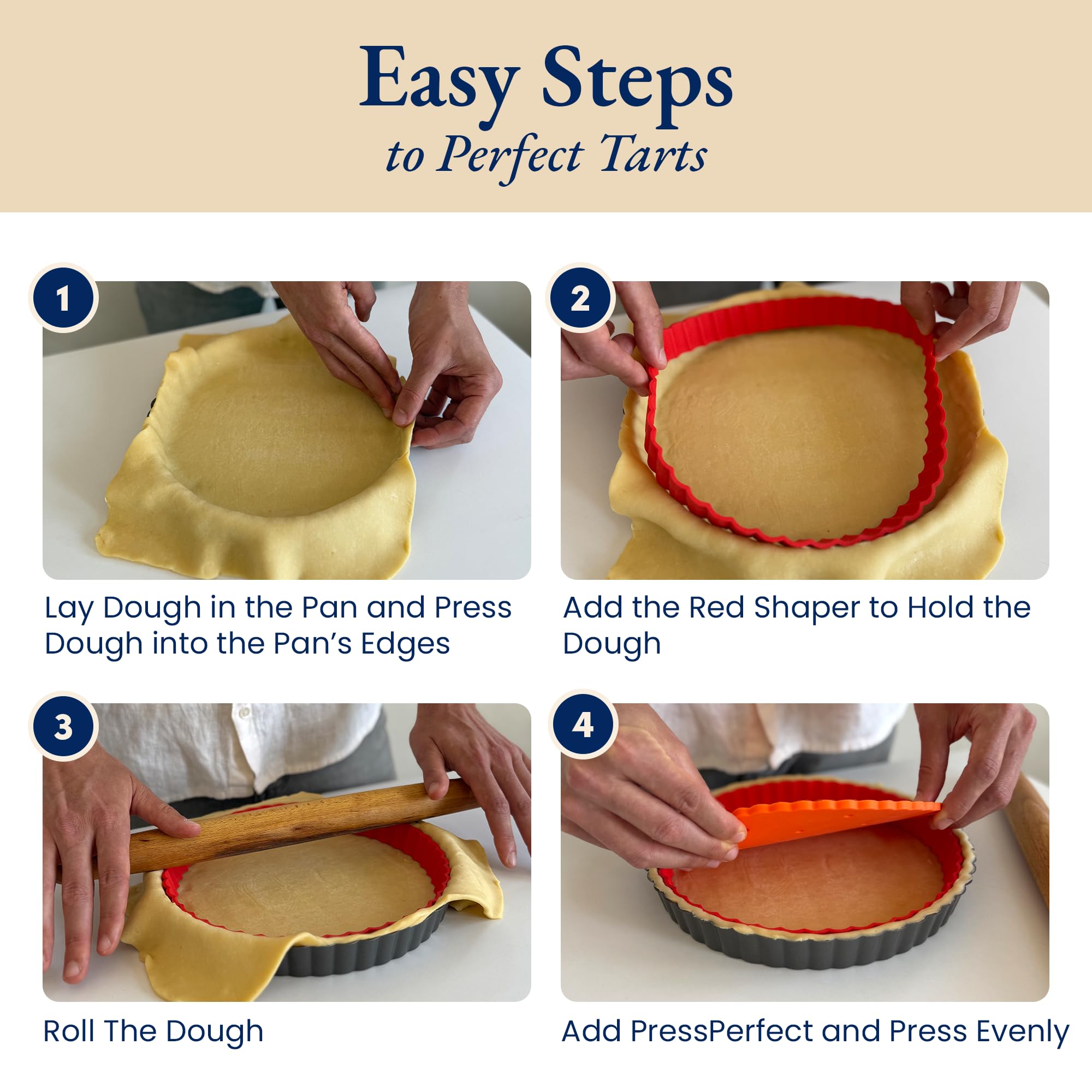 Patz&Patz Silicone Crust Shaper in action ensures smooth, bubble-free edges