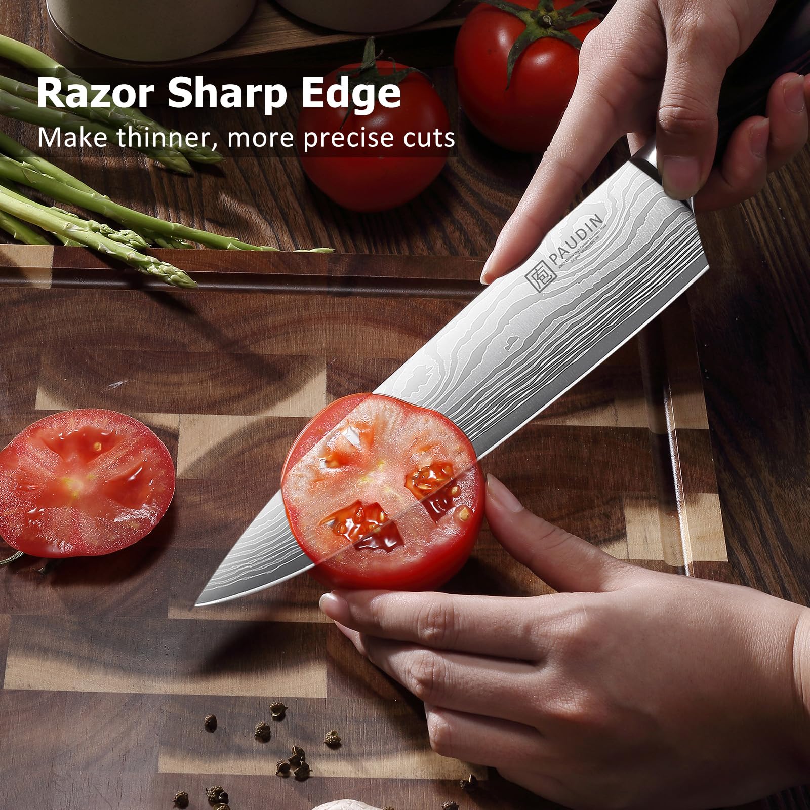 PAUDIN 3.5in paring knife close-up ideal for peeling and detail work