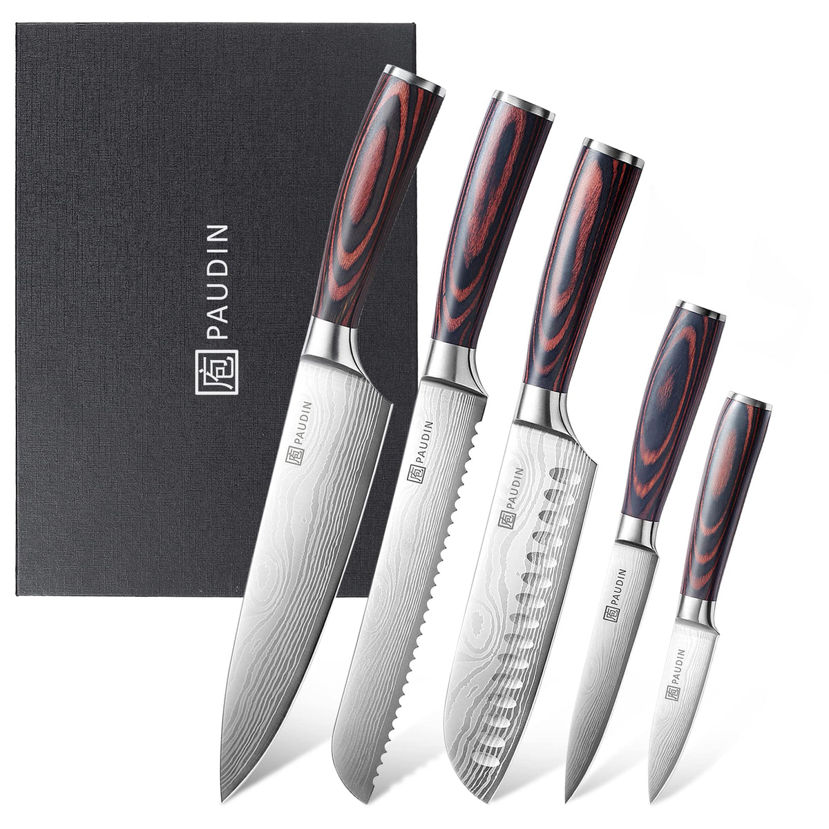PAUDIN 5-piece knife set in gift box, ideal for a stylish kitchen starter.