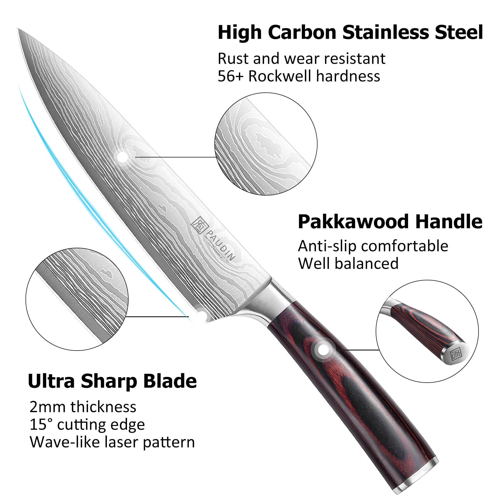 PAUDIN 7in nakiri knife close-up perfect for precise vegetable prep