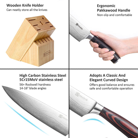 PAUDIN 8-inch bread knife cleanly cuts crusty loaves.