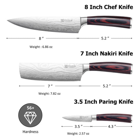 PAUDIN 8in chef knife blade close-up highlighting ultra sharp edge for precision cuts
