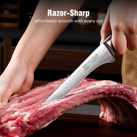 PAUDIN waved-blade design delivers sharp, flexible slicing for fish and meat.