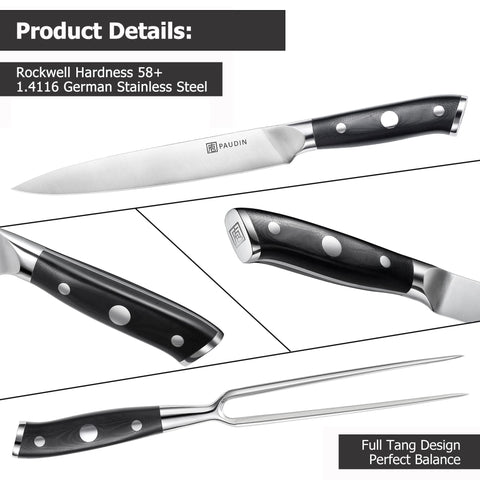PAUDIN brisket slicing with 8-inch knife delivers clean, even slices.
