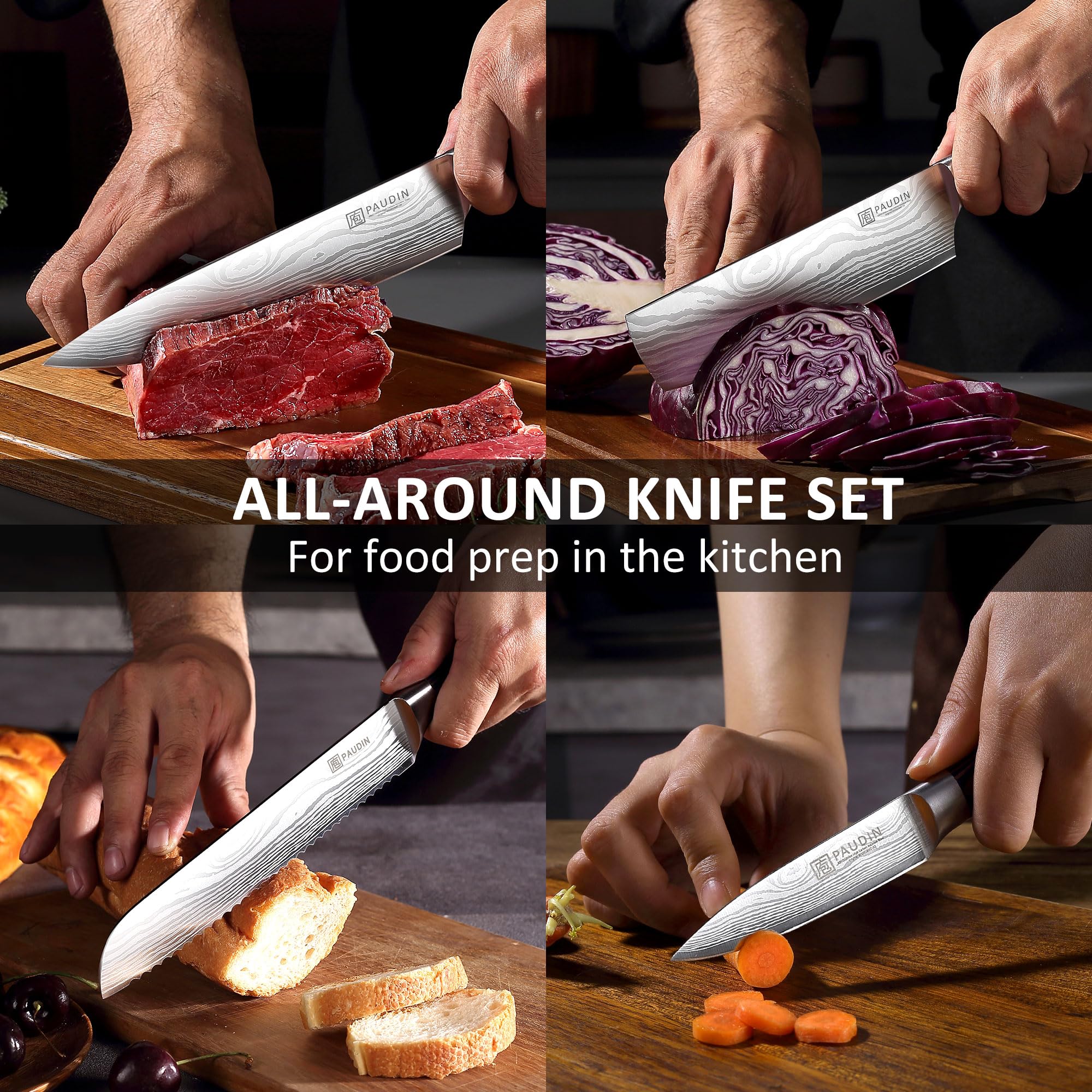 PAUDIN 8in carving knife blade close-up ideal for carving meat with clean slices