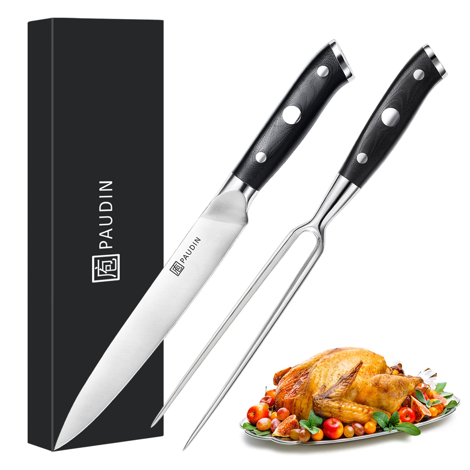 PAUDIN 8-inch carving knife blade for precise turkey slicing.