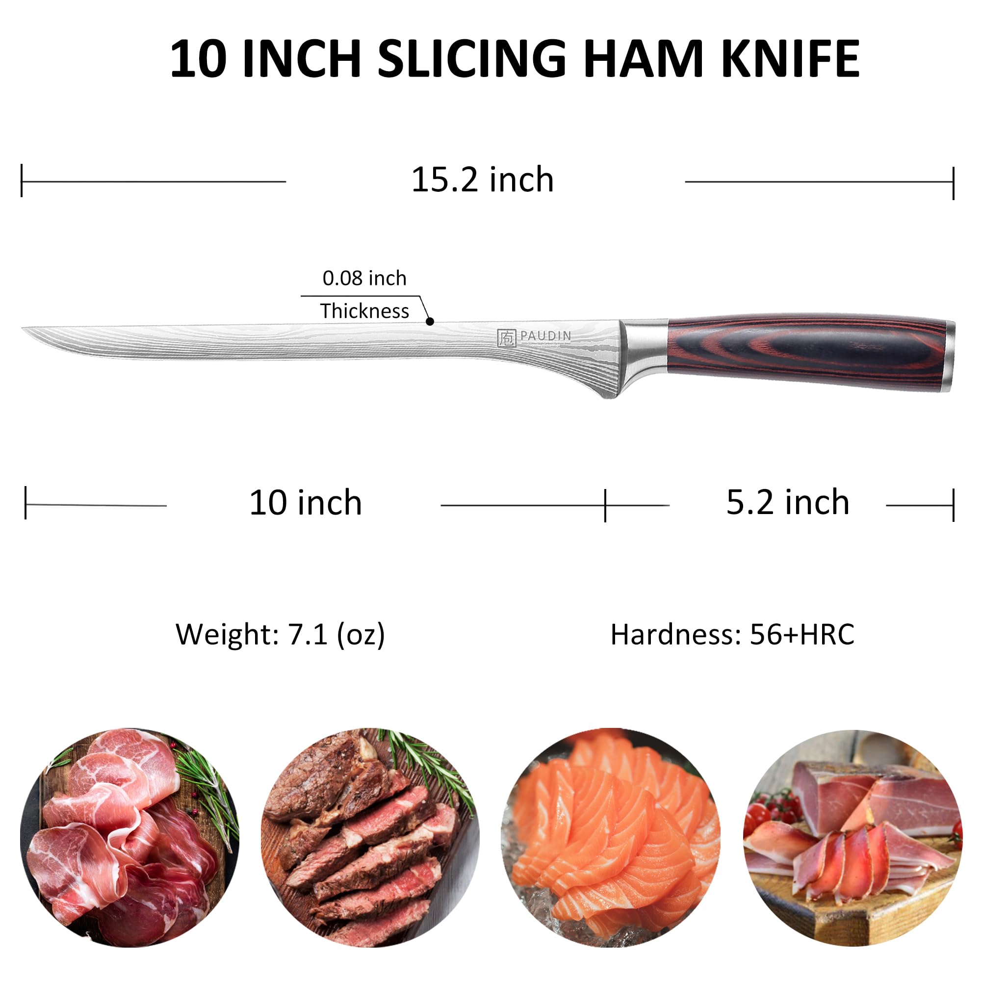 PAUDIN carving knife ergonomic pakkawood handle designed for comfortable long use