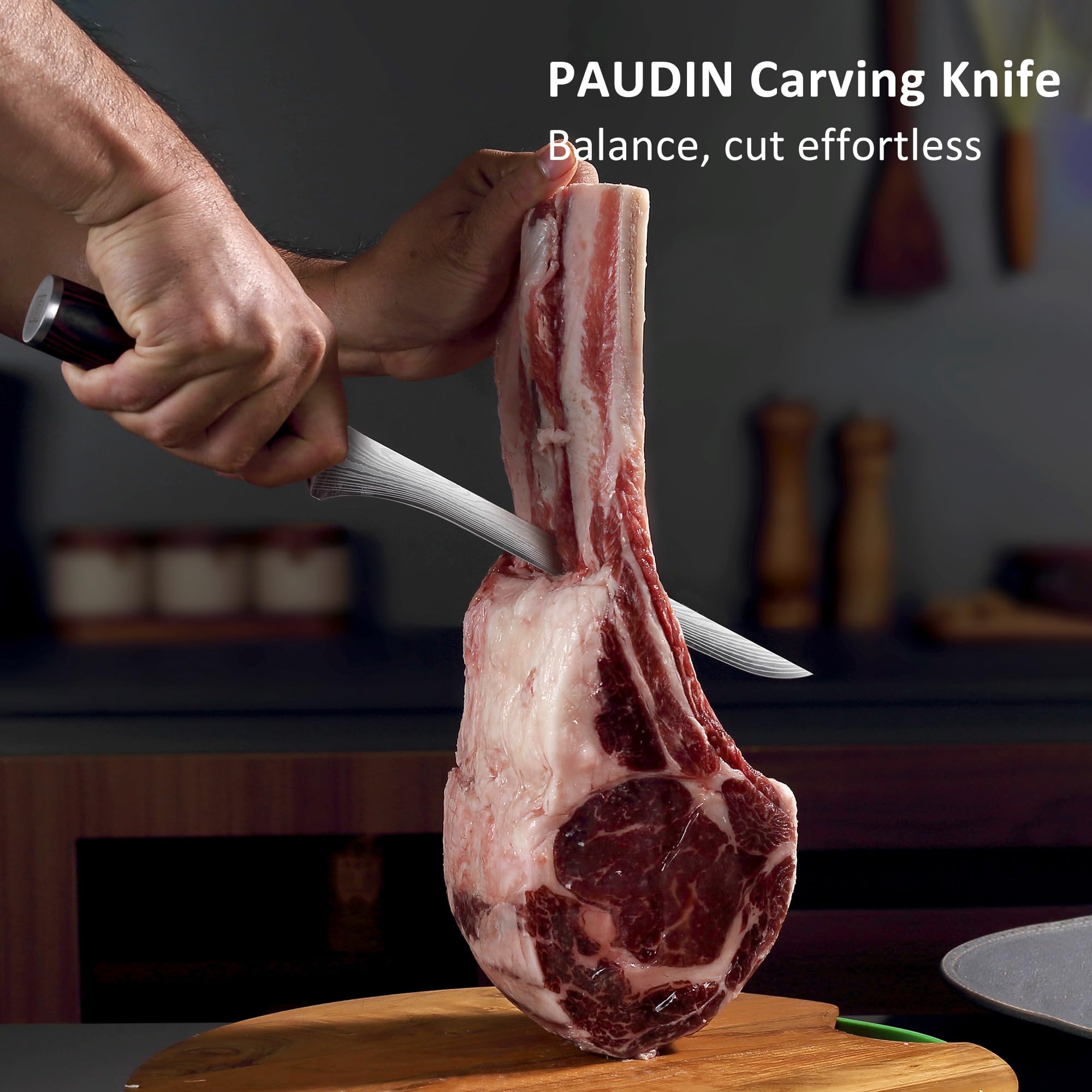 Lightweight PAUDIN carving knife with flexible blade for versatile slicing
